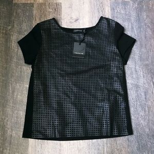 Trouvé perforated leather detail top, M