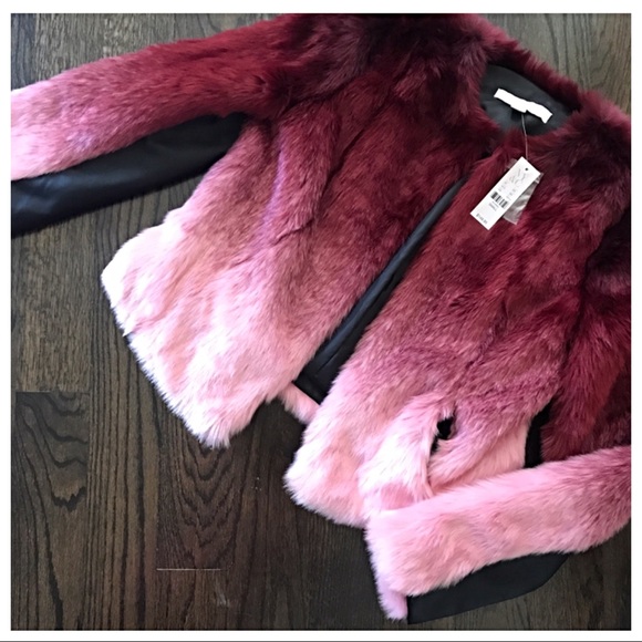 New York & Company Jackets & Blazers - New York & Co Ombré Faux Fur Coat Jacket Pink Wine