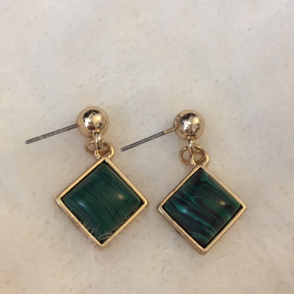 Marble and metal drop earrings - Picture 4 of 7