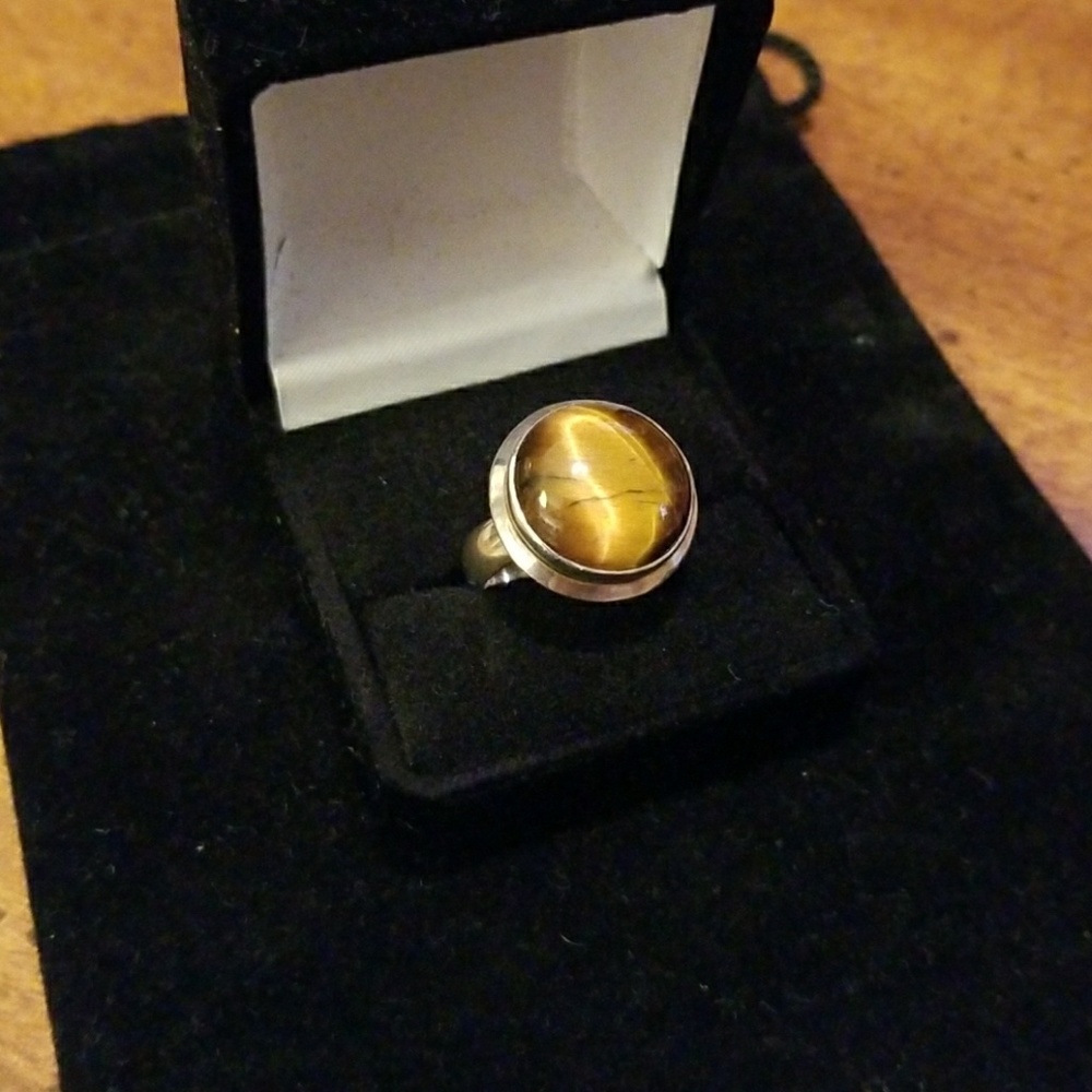 Tigers Eye and Sterling Ring, Size 6.5