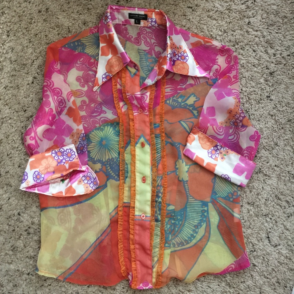 Jane Doe see through floral shirt L
