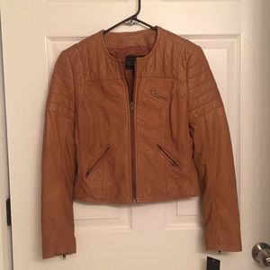 New: French Connection-Caramel Leather Jacket- US2