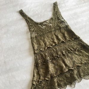 ✨Anthropologie L'affaire Olive Green Crochet Tank✨