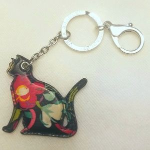 Vera Bradley floral kitty cat keychain
