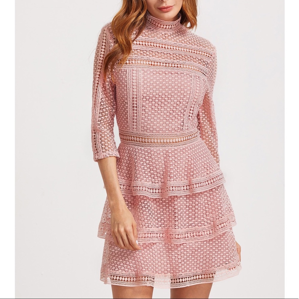 3/4 Sleeve Pink Dress
