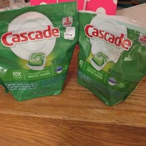 Two 12 packs cascade dishwasher detergent
