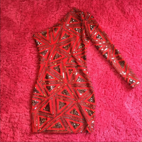 2B Bebe Dresses & Skirts - 2 Bebe Red Gunmetal bodycon dress