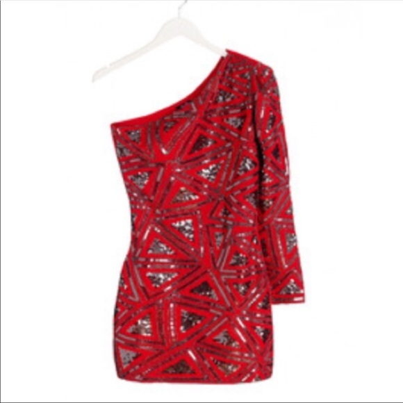 2 Bebe Red Gunmetal bodycon dress - Picture 3 of 4