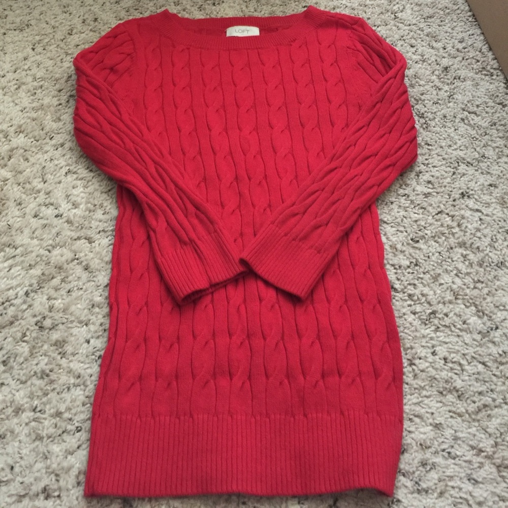 Loft red cable knot long sleeve top XS
