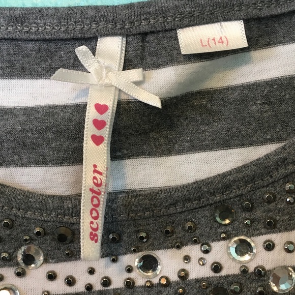 Striped Top With Sparkled Neckline - Picture 3 of 3