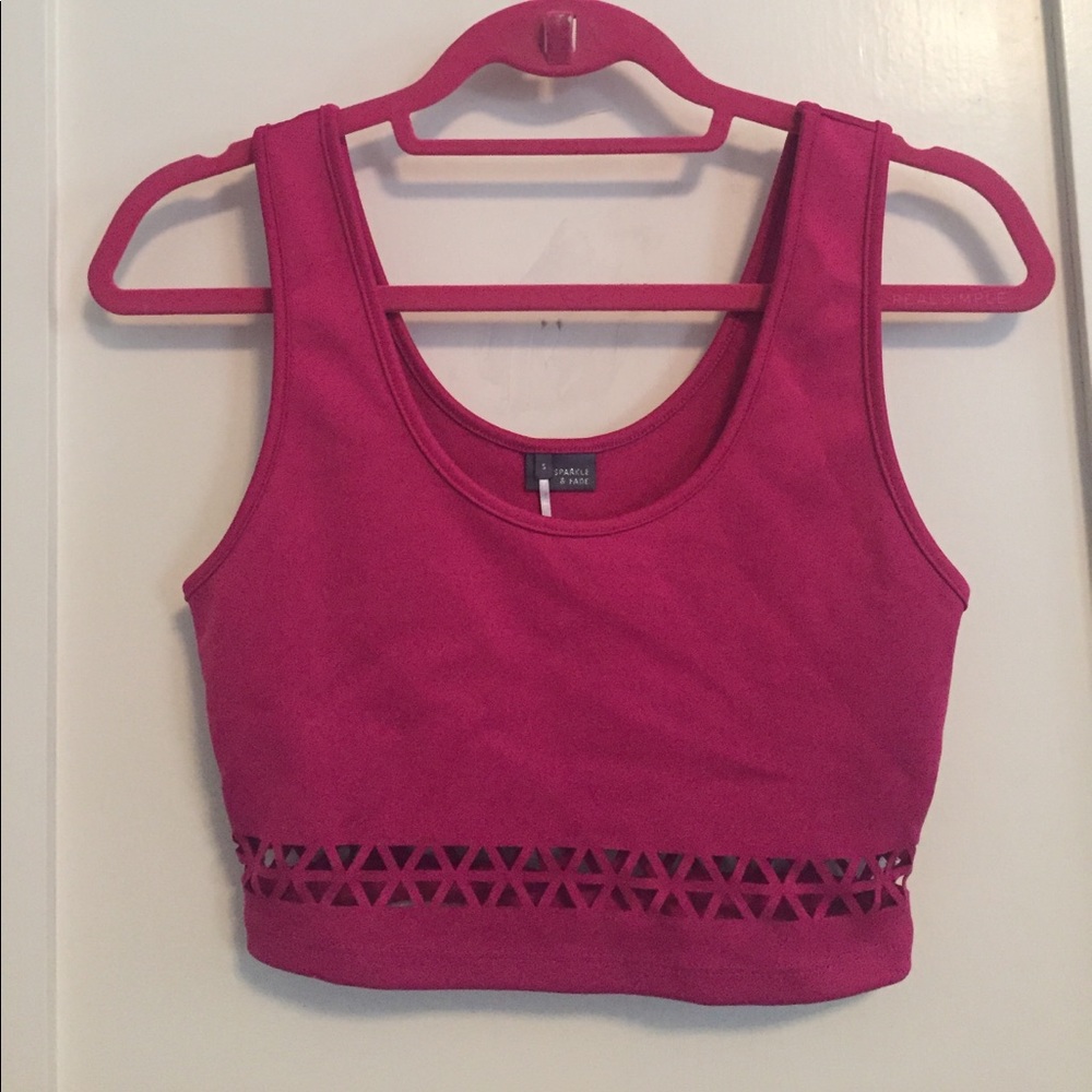 Raspberry laser cut crop top tank