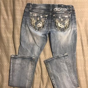 Size 31 with 35 inseam Miss me jeans.