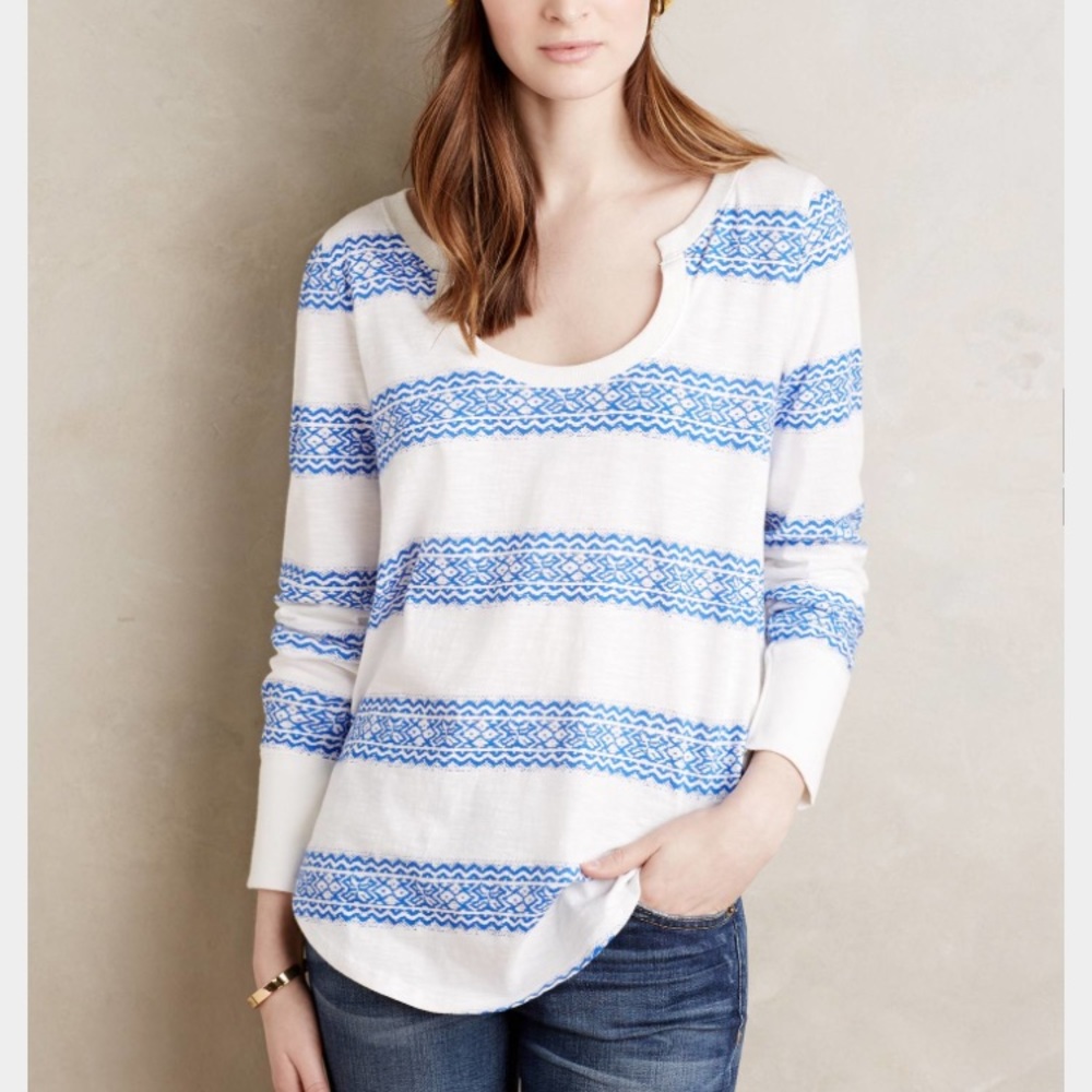 Anthropologie Little Yellow Button Farrier Tee