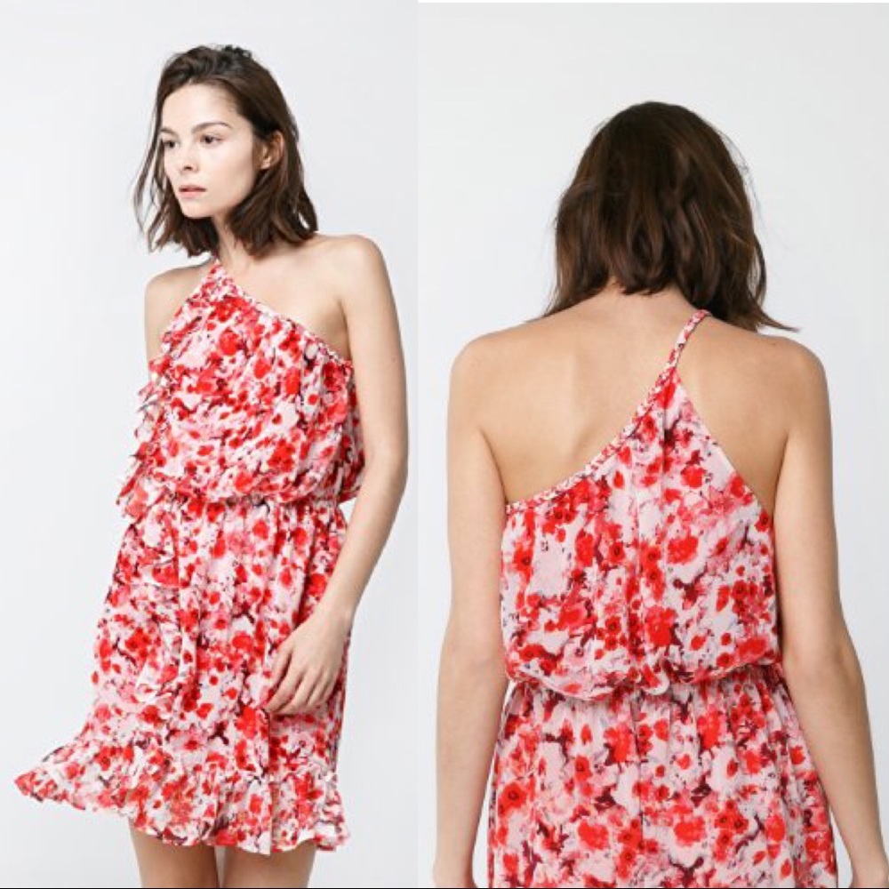 Mango Flirty Floral Asymmetrical Dress 💕Intricate