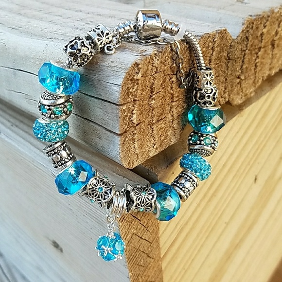 Jewelry - Pandora Style Bracelet with Charms in Turquoise