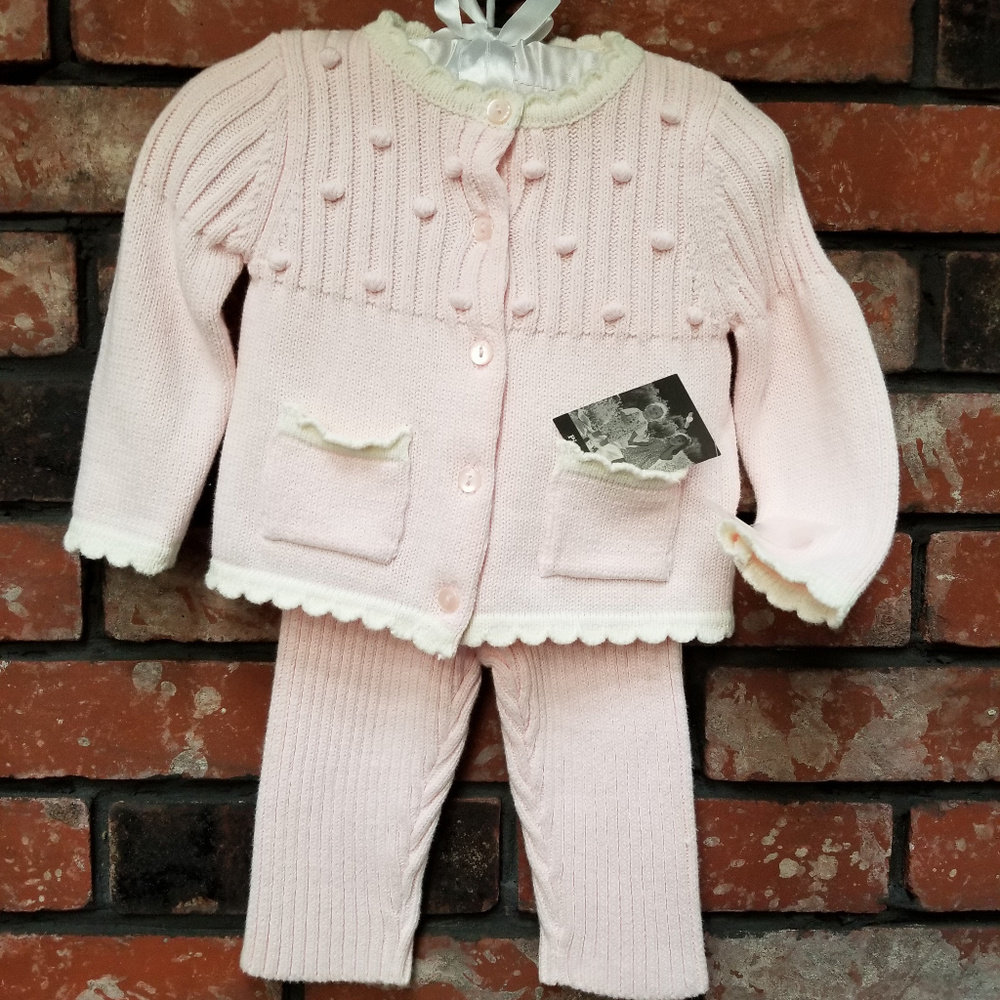 Infant girl sweater set- Knitted sweater and pants
