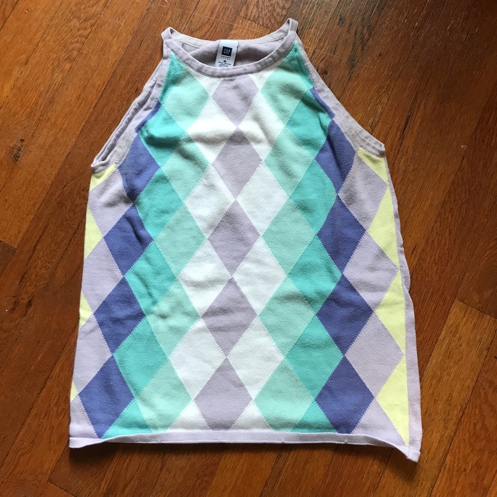 Gap Factory Store Cotton Sleeveless Argyle Sweater - Picture 1 of 4