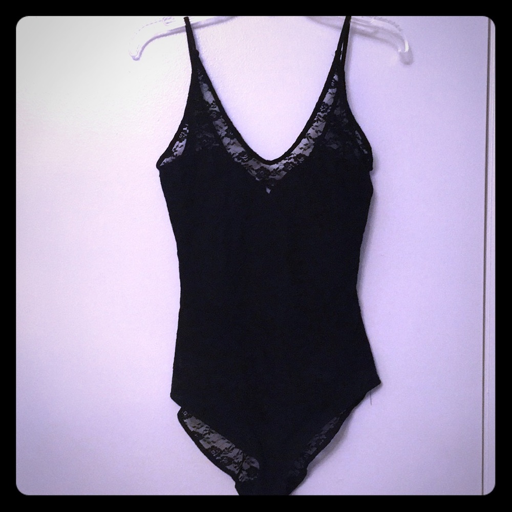 H&M xs black lacy body suit