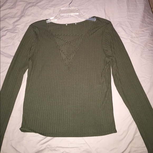 Green ribbed shirt clearance