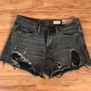 All Saints distressed black denim shorts. Size 26.
