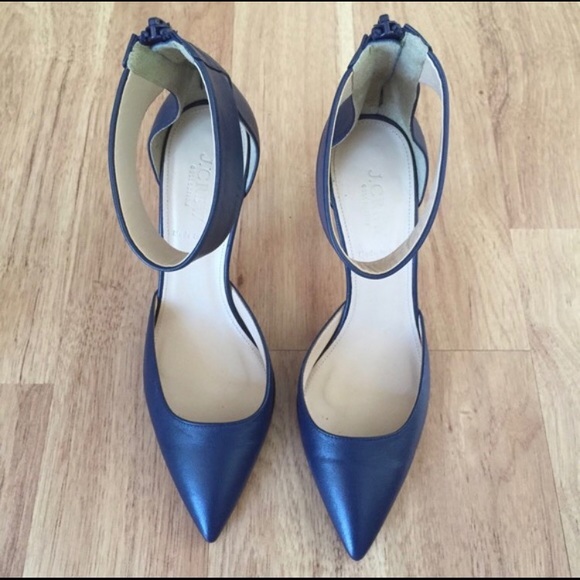 J. Crew Shoes Jcrew Collection Navy Blue Ankle Strap Heels Poshmark