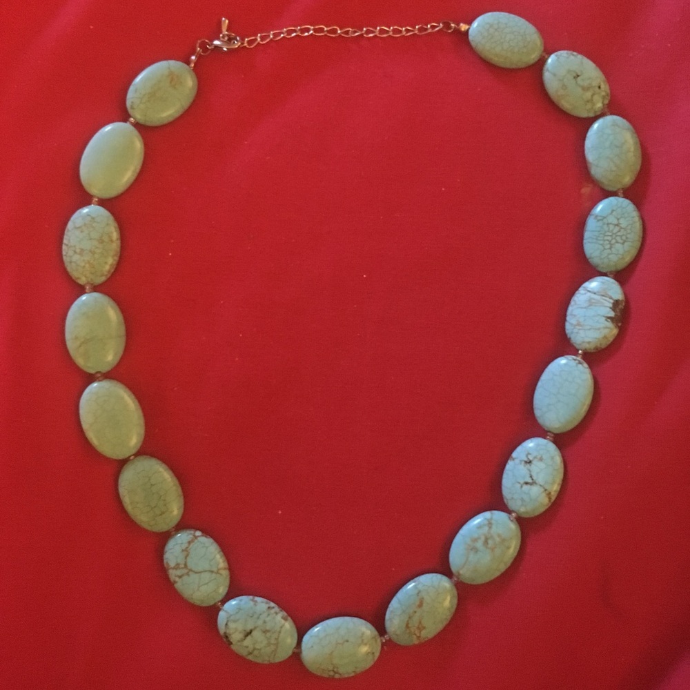 BOHO Marble Turquoise large BEAD handmade necklace