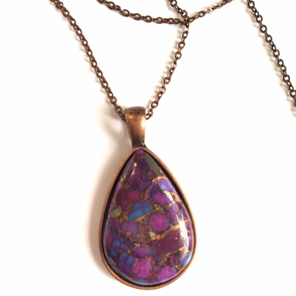 Copper &Natural Purple Turquoise Gemstone Necklace