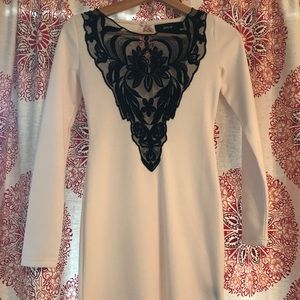 BNWT Nasty Gal white and black lace body con dress