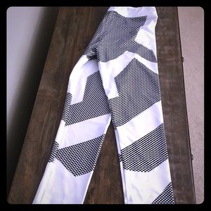 Black and white yoga or running fitness leggings
