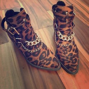 Leopard print booties