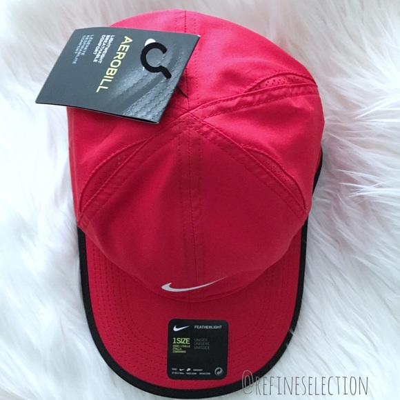Nike Aerobill Featherlight Red Black Dad Hat Cap - Picture 3 of 5
