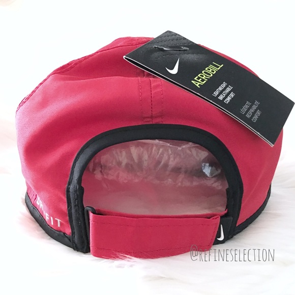 Nike Aerobill Featherlight Red Black Dad Hat Cap - Picture 4 of 5