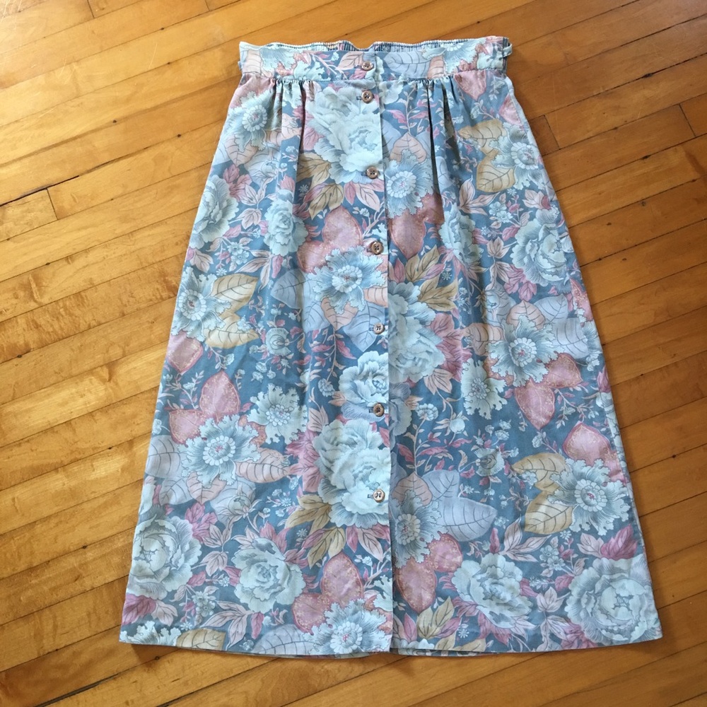 Vintage Button Print Skirt