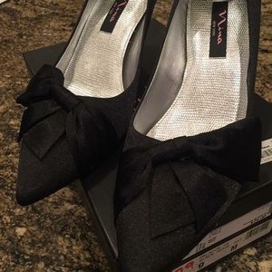 Black Satin Holiday Low pump