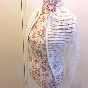 Miss Finch White Mesh Bomber Jacket