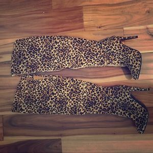 Leopard over the knee boots
