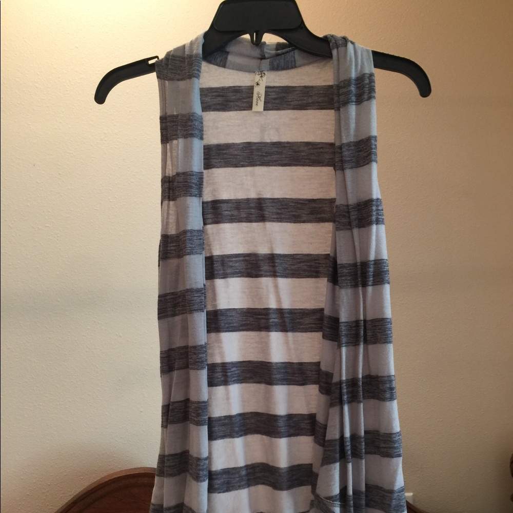 Light Grey/Dark Grey Striped Summer Cardigan