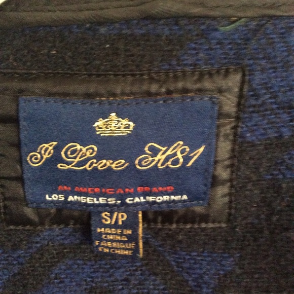 Aztec design Blue Coat with Hood - Picture 4 of 4