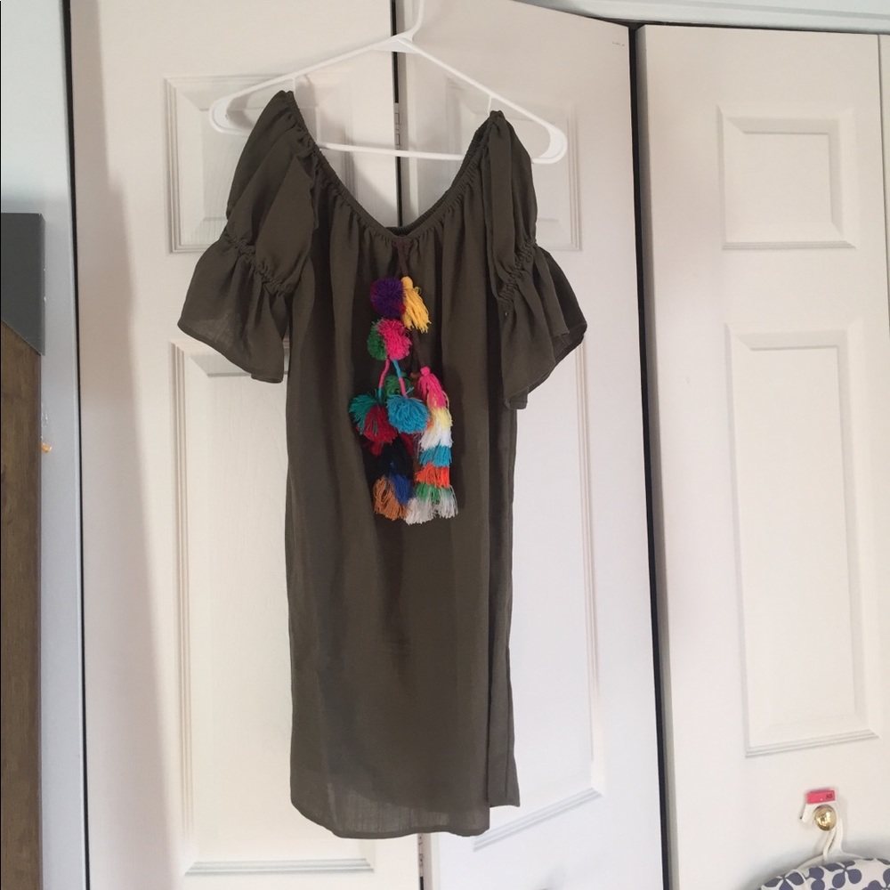 Off the shoulder Pom Pom dress