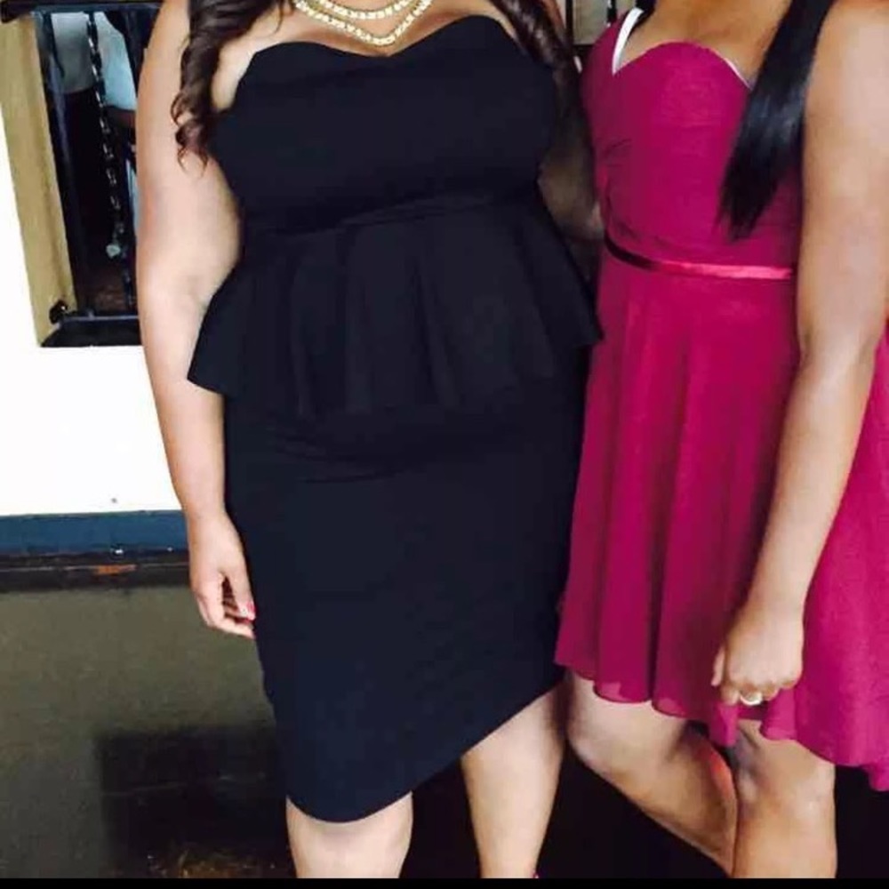 Plus Size Strapless Peplum Dress