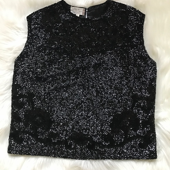 Black Sequins Formal Top - Picture 1 of 6