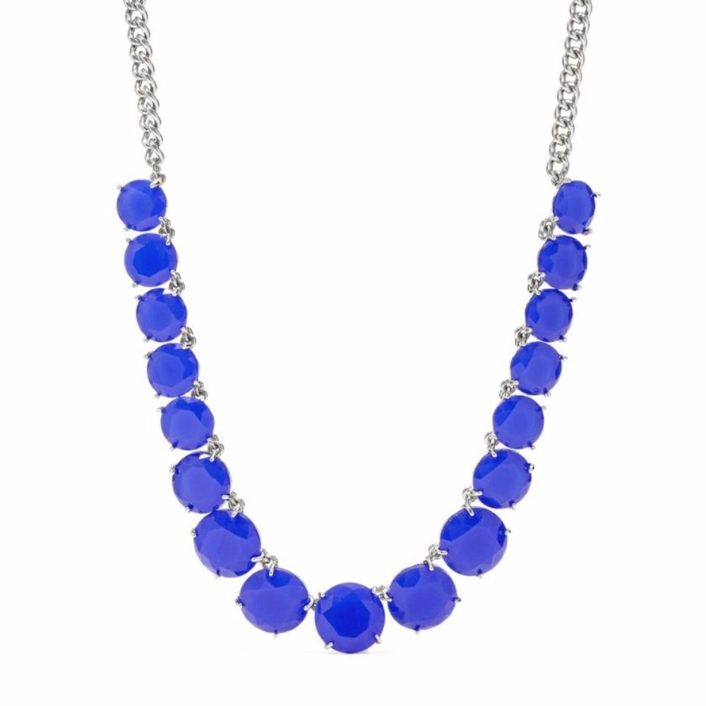 Fossil Faceted Blue Glass Stone Necklace