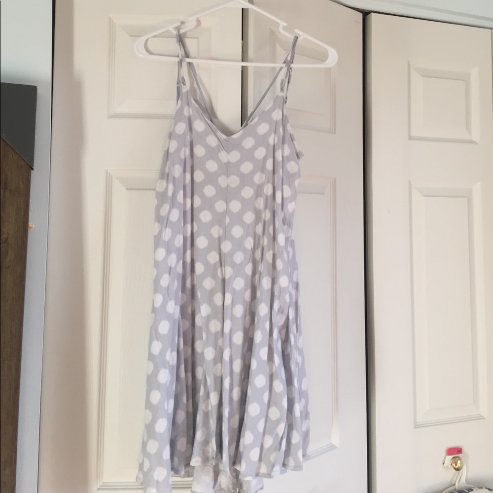 Polka dot, double spaghetti strap, swing dress