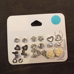 Icing Set of 9 Silver Earrings