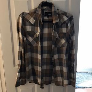 Hurley plaid flannel button down shirt