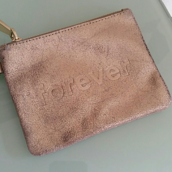 Zara leather wristlet clutch gold 9736 - Picture 2 of 4