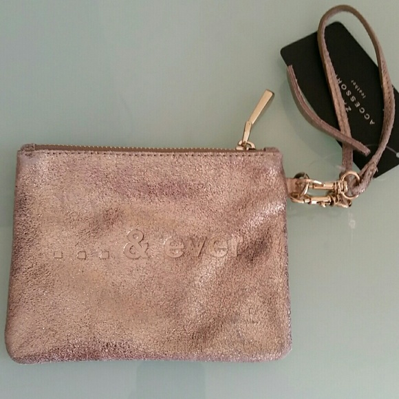 Zara leather wristlet clutch gold 9736 - Picture 3 of 4