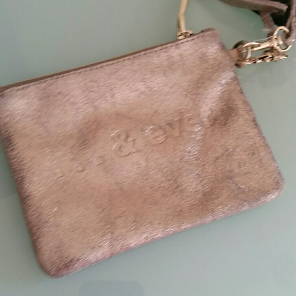 Zara leather wristlet clutch gold 9736 - Picture 4 of 4