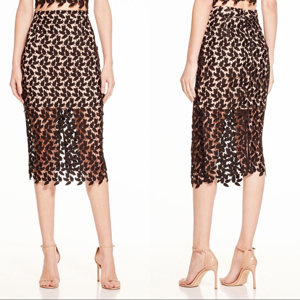 Black and Nude Lace Highwaist Pencil Skirt - Picture 1 of 3