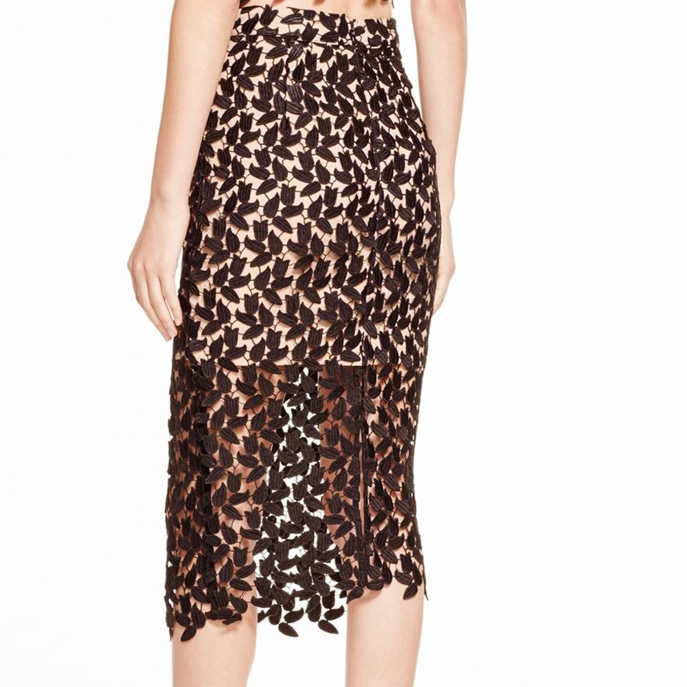 Black and Nude Lace Highwaist Pencil Skirt - Picture 2 of 3